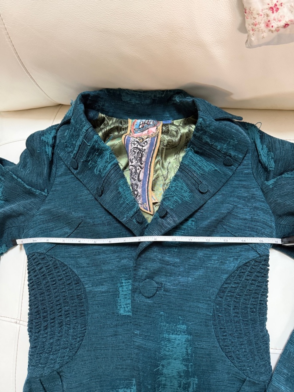L.A.M.B. Teal Textured Vintage Blazer Jacket - Picture 9 of 11